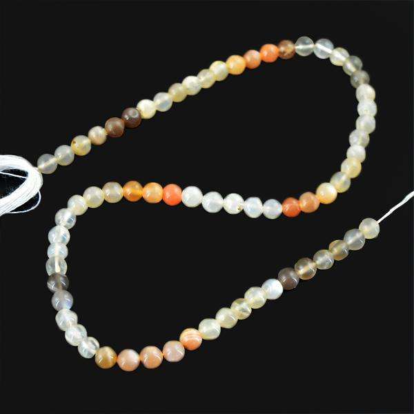 gemsmore:Natural Round Shape Multicolor Moonstone Drilled Beads Strand