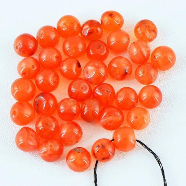 gemsmore:Natural Round Shape Orange Carnelian Beads Lot
