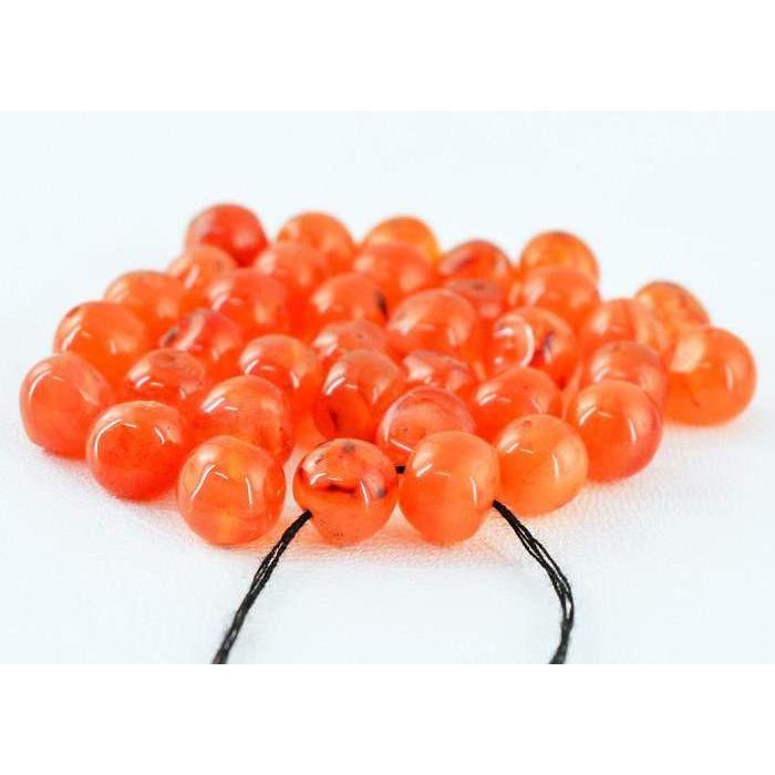 gemsmore:Natural Round Shape Orange Carnelian Beads Lot