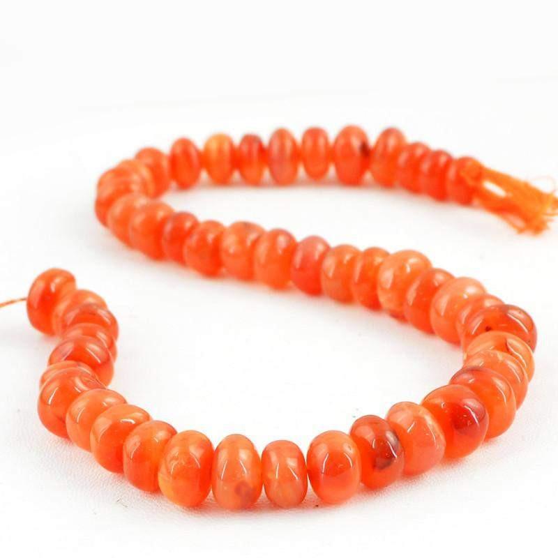gemsmore:Natural Round Shape Orange Carnelian Beads Strand