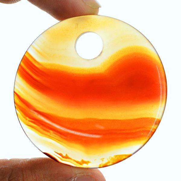 gemsmore:Natural Round Shape Orange Fancy Onyx Untreated Loose Gemstone