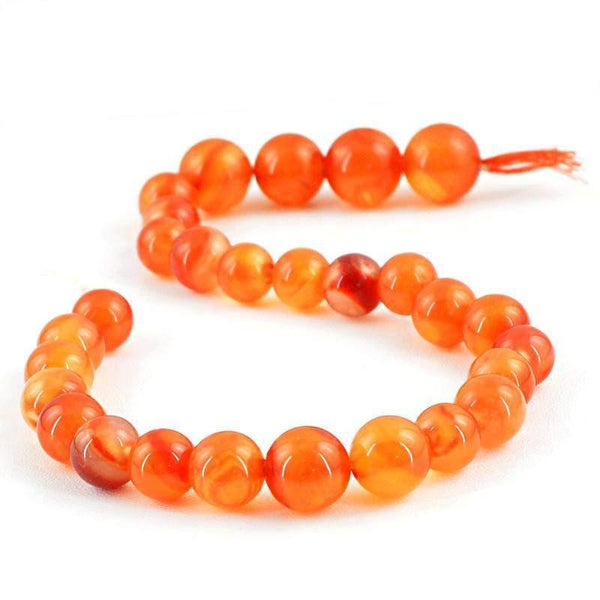 gemsmore:Natural Round Shape Orange Onyx Beads Strand
