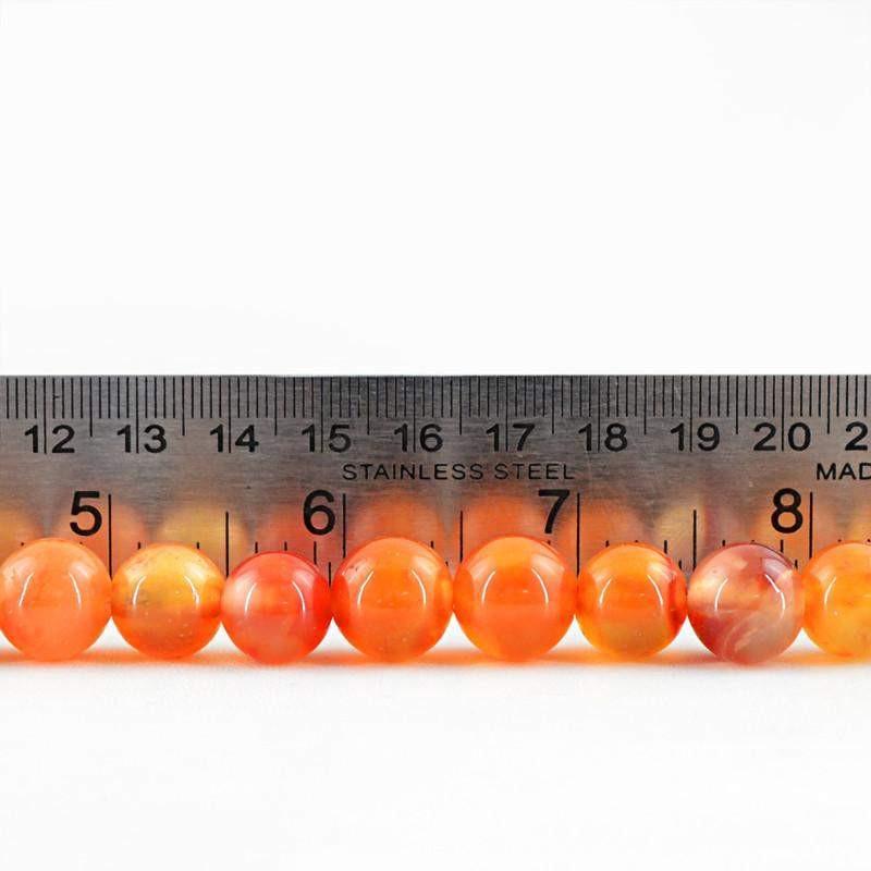 gemsmore:Natural Round Shape Orange Onyx Beads Strand