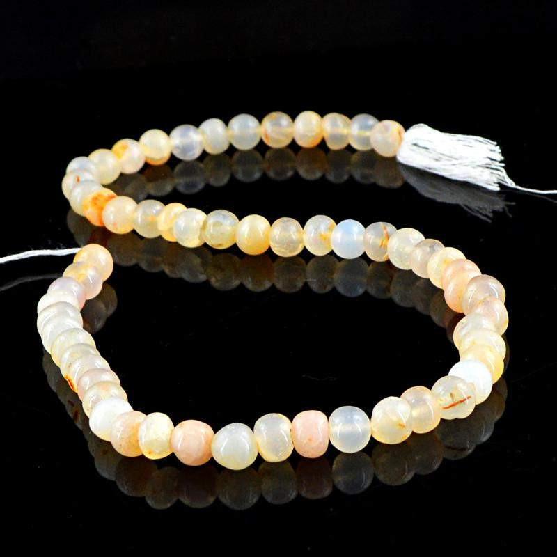 gemsmore:Natural Round Shape Orange Onyx Beads Strand