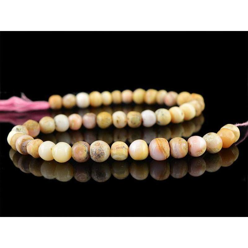 gemsmore:Natural Round Shape Pink Australian Opal Beads Strand