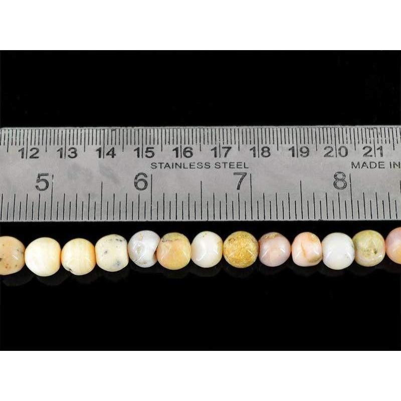 gemsmore:Natural Round Shape Pink Australian Opal Beads Strand