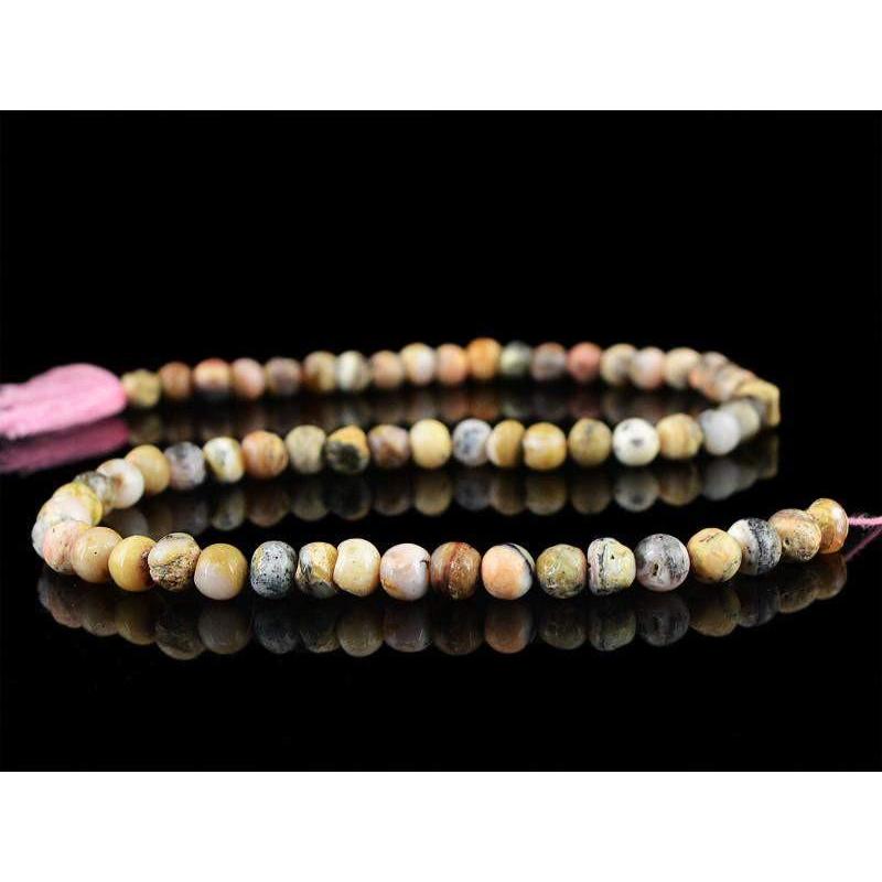 gemsmore:Natural Round Shape Pink Australian Opal Beads Strand