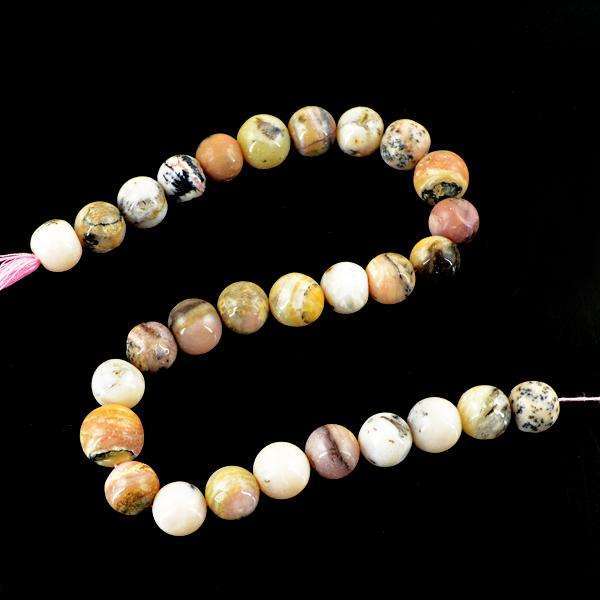 gemsmore:Natural Round Shape Pink Australian Opal Drilled Beads Strand