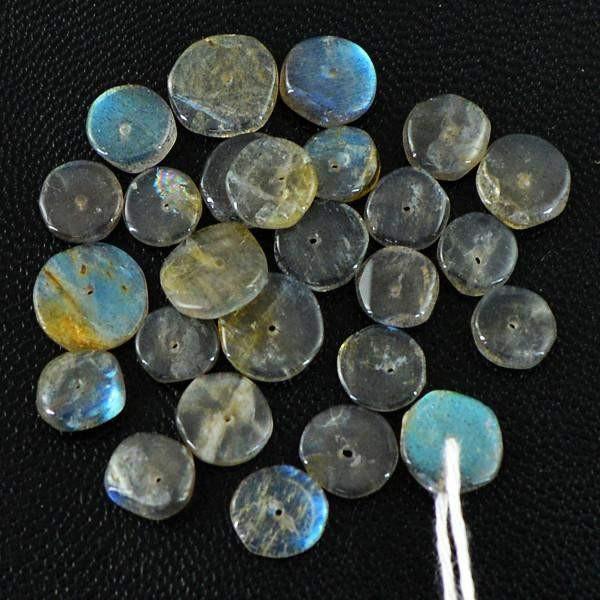 gemsmore:Natural Round Shape Untreated Blue Flash Labradorite Drilled Beads Lot