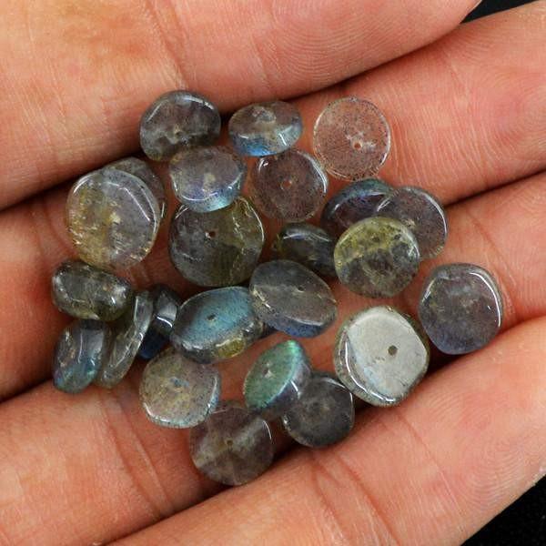 gemsmore:Natural Round Shape Untreated Blue Flash Labradorite Drilled Beads Lot