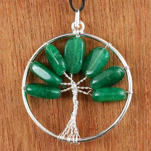 gemsmore:Natural Round Shape Untreated Green Jade Pendant