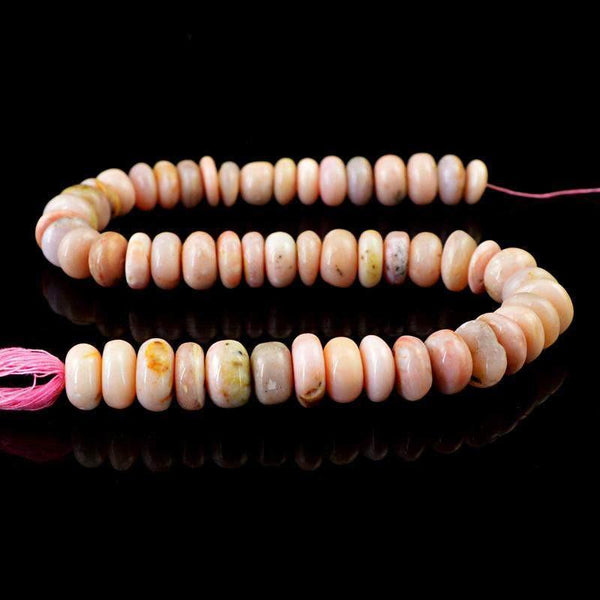 gemsmore:Natural Round Shape Untreated Pink Australian Opal Beads Strand