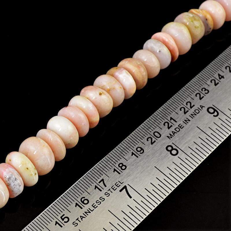 gemsmore:Natural Round Shape Untreated Pink Australian Opal Beads Strand