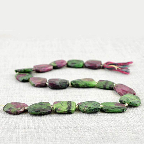 gemsmore:Natural Ruby Ziosite Beads Strand - Drilled Faceted