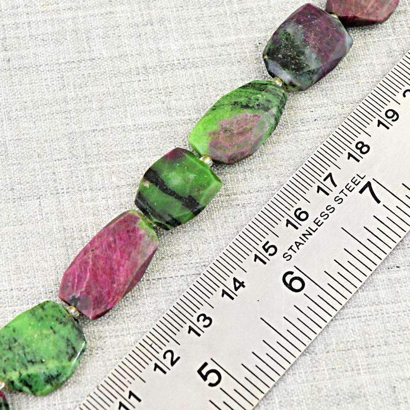 gemsmore:Natural Ruby Ziosite Beads Strand - Drilled Faceted