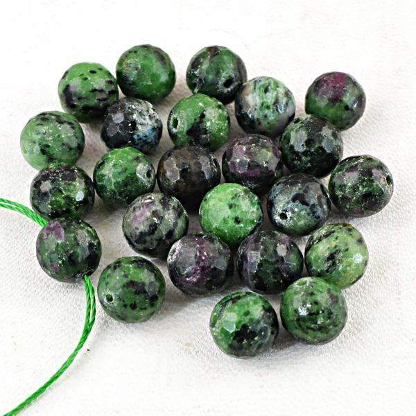 gemsmore:Natural Ruby Ziosite Faceted Beads Lot Drilled Round Shape