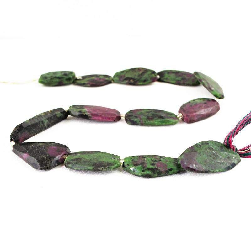 gemsmore:Natural Ruby Ziosite Faceted Beads Strand