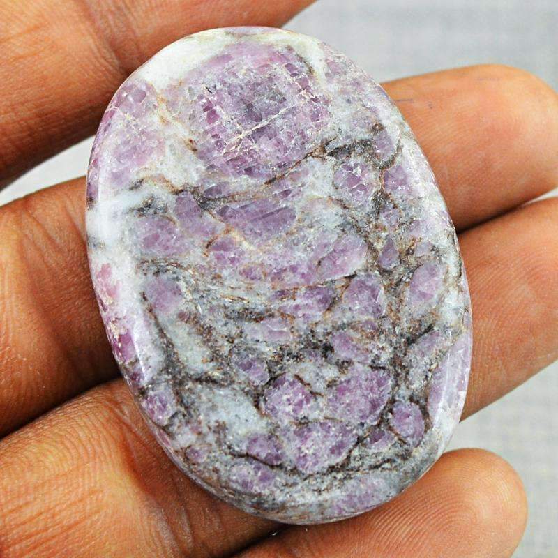 gemsmore:Natural Ruby Ziosite Gemstone - Oval Shape