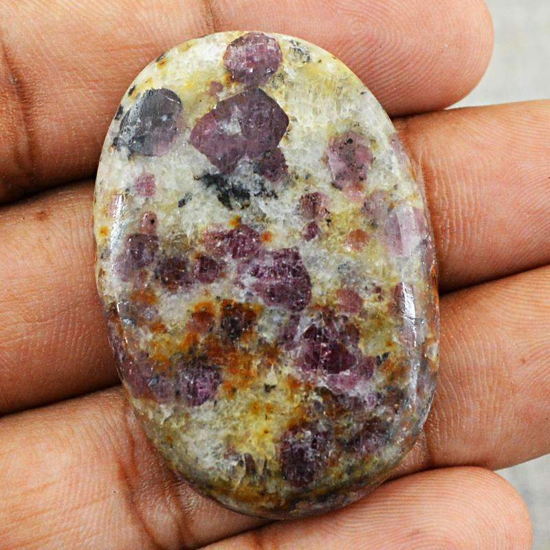 gemsmore:Natural Ruby Ziosite Gemstone - Oval Shape