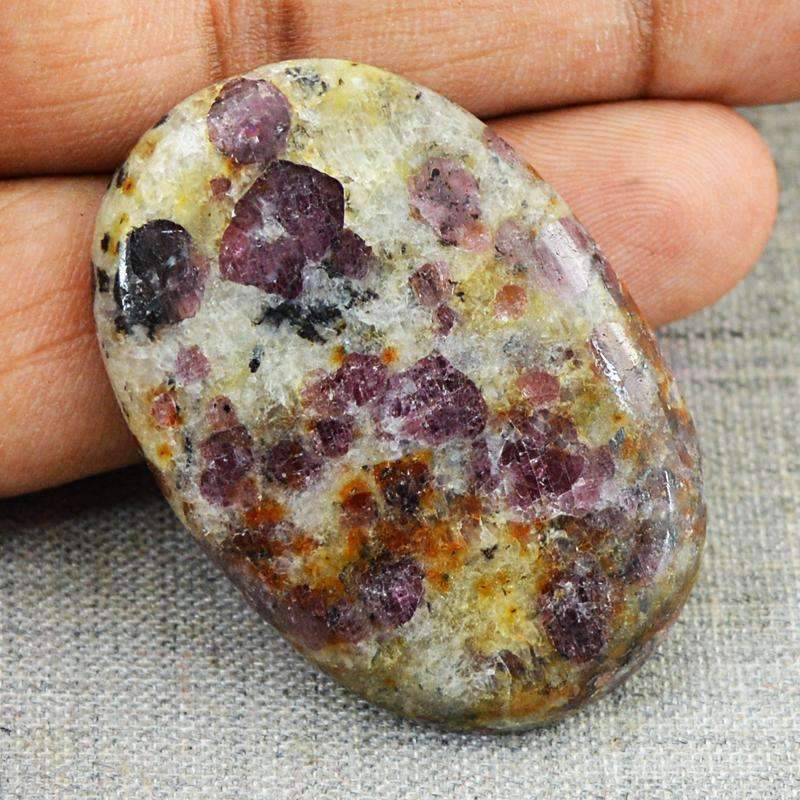 gemsmore:Natural Ruby Ziosite Gemstone - Oval Shape