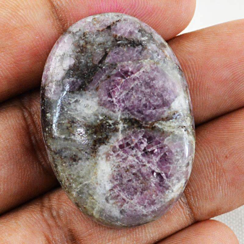 gemsmore:Natural Ruby Ziosite Gemstone - Oval Shape