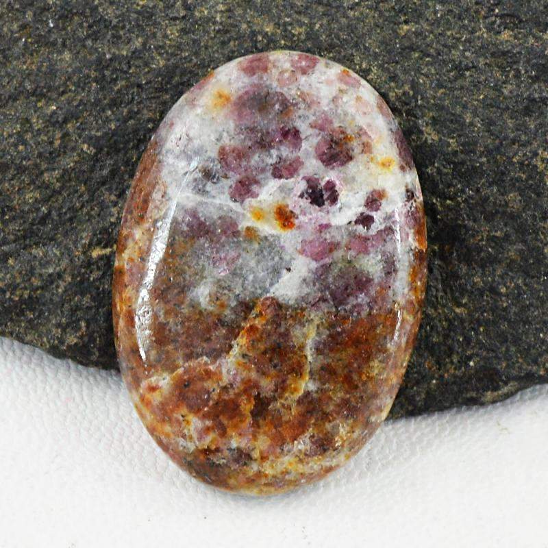 gemsmore:Natural Ruby Ziosite Gemstone Loose Oval Shape