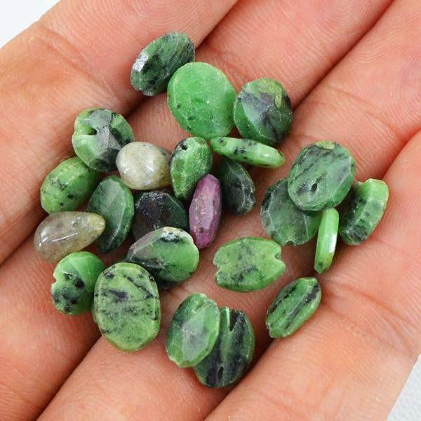 gemsmore:Natural Ruby Ziosite Oval Shape Faceted Beads Lot
