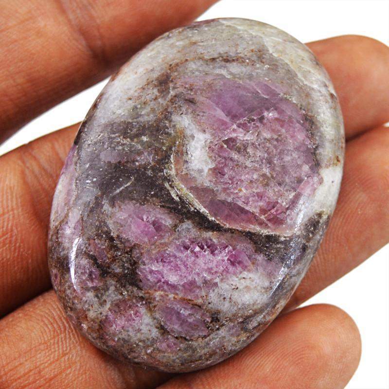 gemsmore:Natural Ruby Ziosite Oval Shape Loose Gemstone