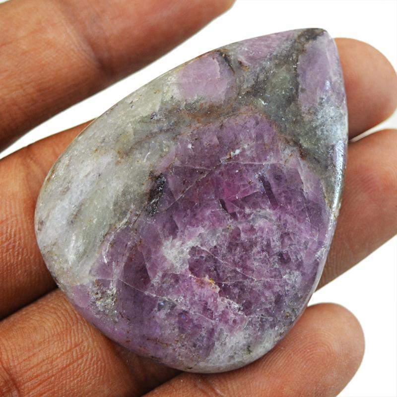 gemsmore:Natural Ruby Ziosite Untreated Pear Shape Gemstone