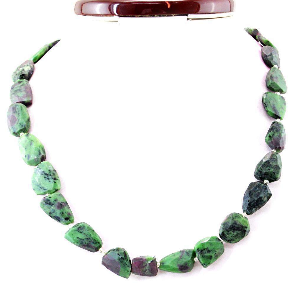 gemsmore:Natural Ruby Zisoite Necklace Untreated Faceted Beads