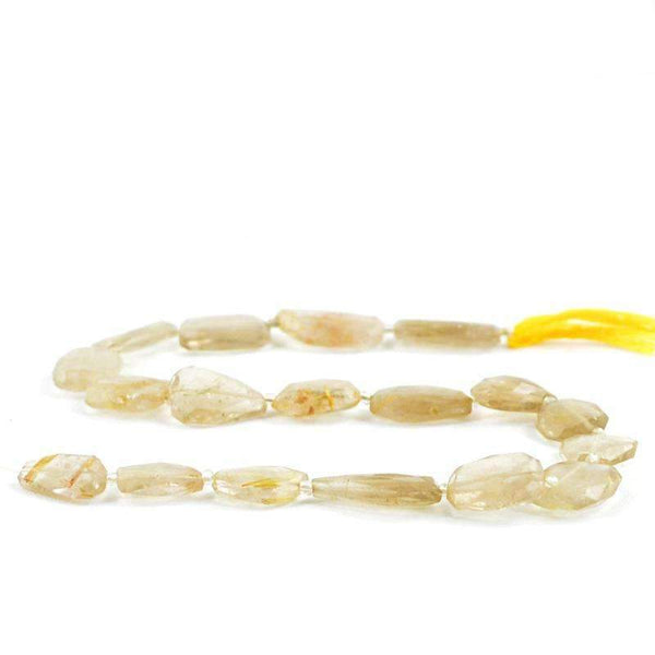 gemsmore:Natural Rutile Quartz Beads Strand Faceted Drilled