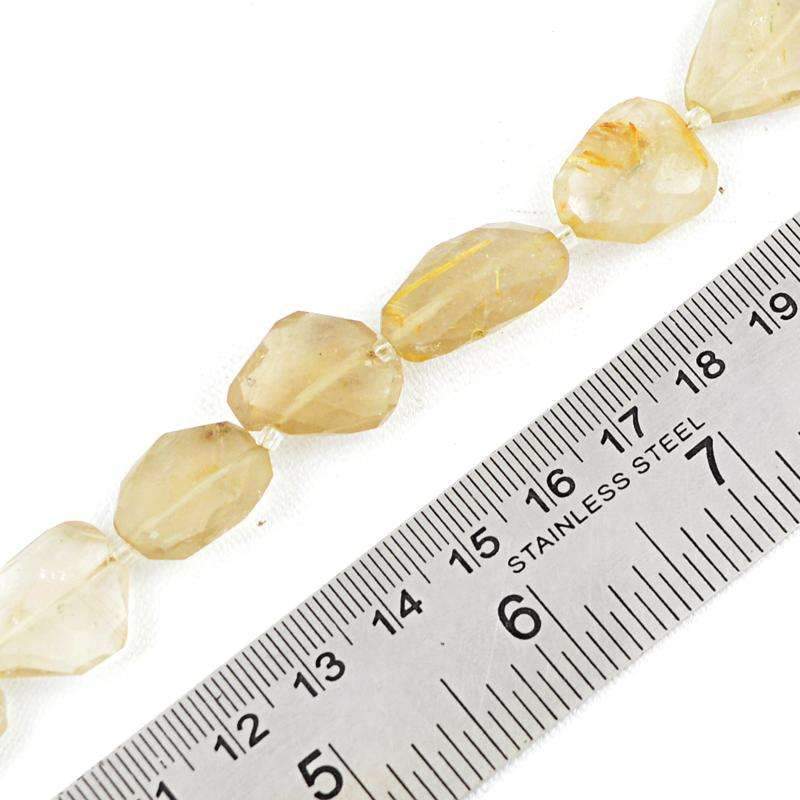 gemsmore:Natural Rutile Quartz Beads Strand Faceted Drilled