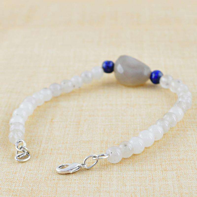 gemsmore:Natural Rutile Quartz & Blue Lapis Lazuli Beads Bracelet - Round Shape