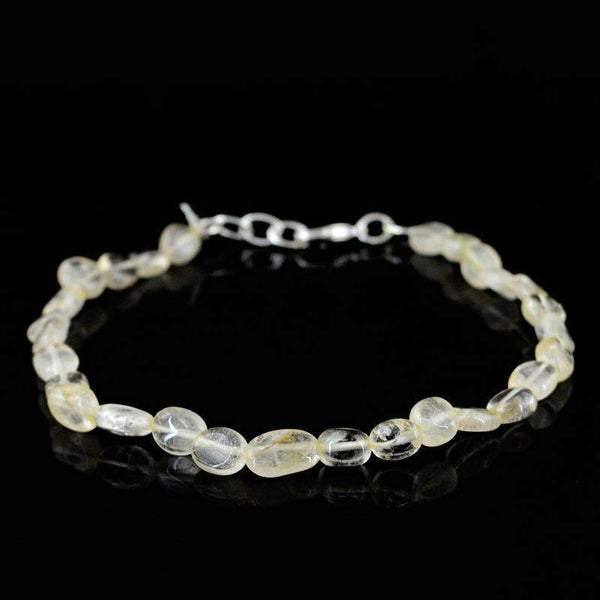 gemsmore:Natural Rutile Quartz Bracelet Oval Shape Untreated Beads