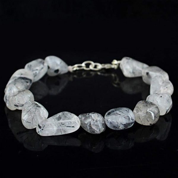 gemsmore:Natural Rutile Quartz Bracelet Untreated Beads