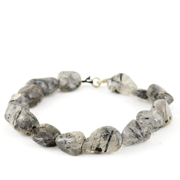 gemsmore:Natural Rutile Quartz Bracelet Untreated Beads