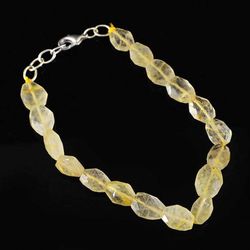 gemsmore:Natural Rutile Quartz Bracelet Untreated Faceted Beads