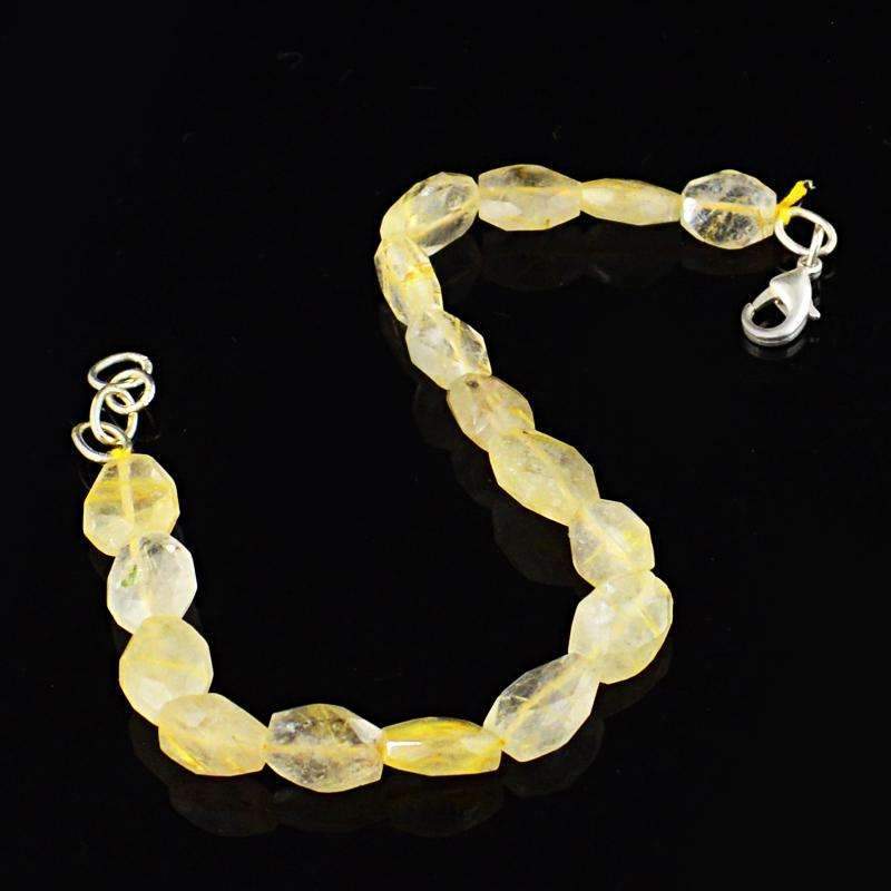 gemsmore:Natural Rutile Quartz Bracelet Untreated Faceted Beads