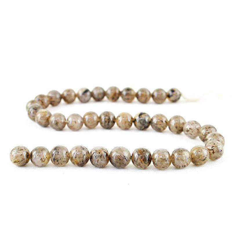 gemsmore:Natural Rutile Quartz Drilled Beads Strand - Round Shape