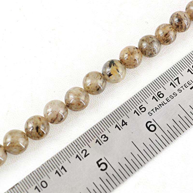 gemsmore:Natural Rutile Quartz Drilled Beads Strand - Round Shape
