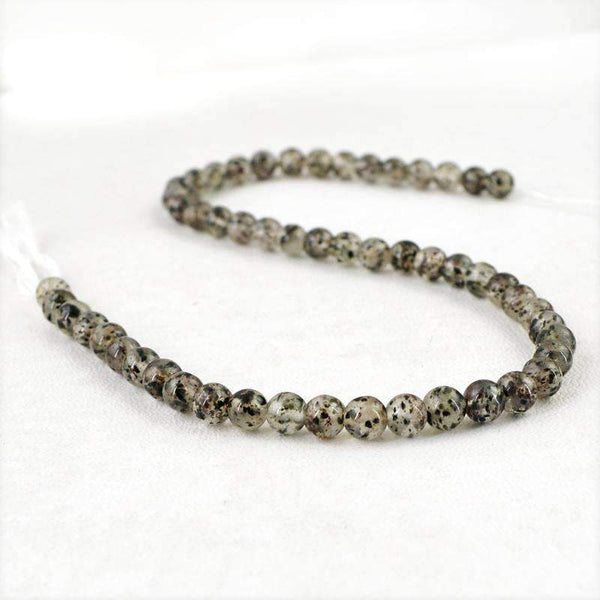 gemsmore:Natural Rutile Quartz Drilled Beads Strand - Round Shape