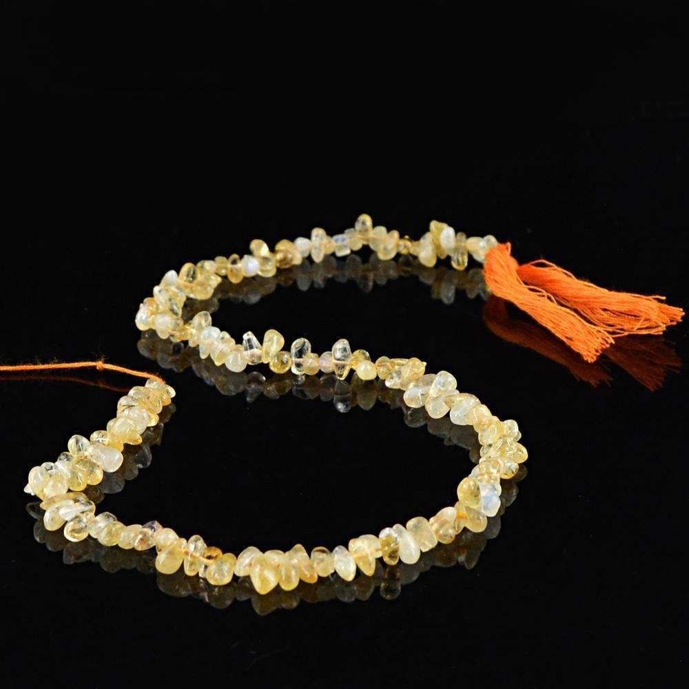 gemsmore:Natural Rutile Quartz Drilled Unheated Beads Strand