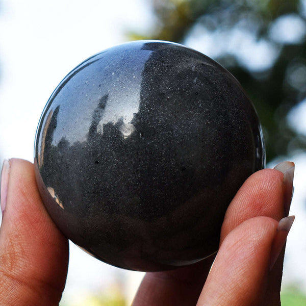 gemsmore:Natural  Rutile  Quartz  Healing Hand Carved Crystal Sphere