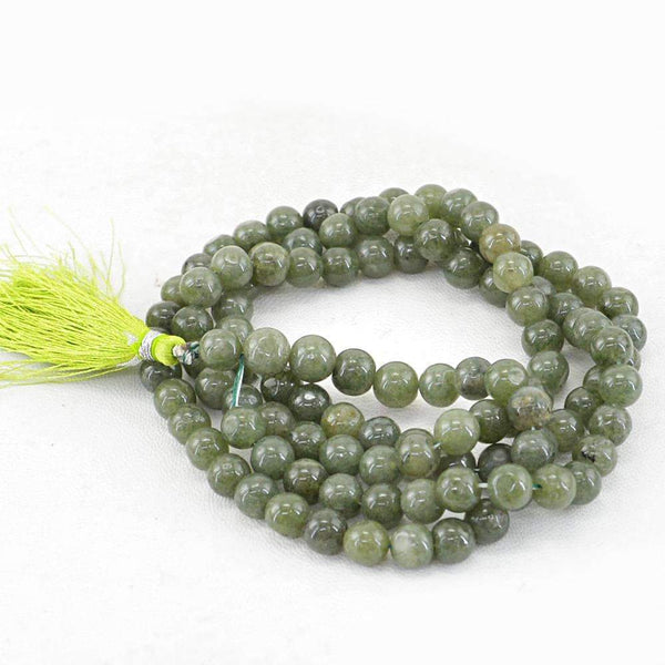 gemsmore:Natural Rutile Quartz Necklace 108 Mala Round Shape Beads