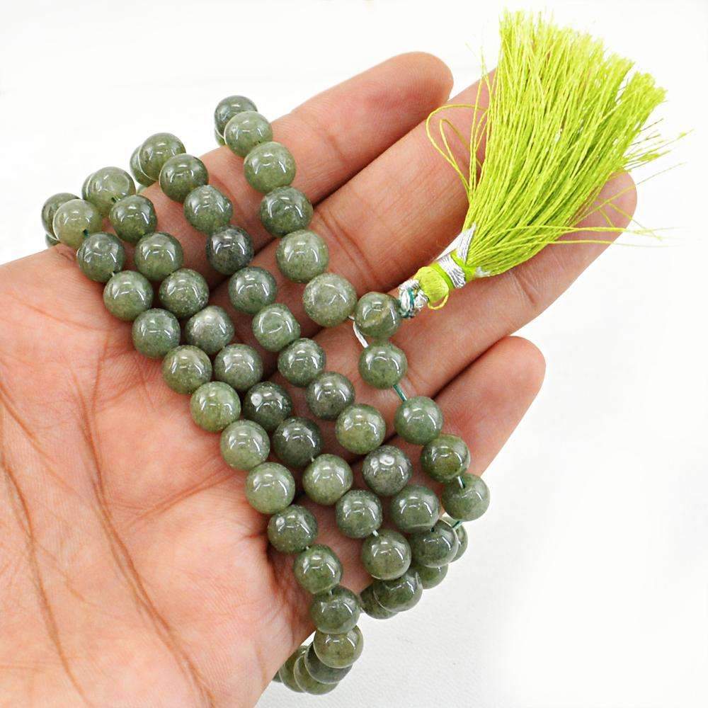 gemsmore:Natural Rutile Quartz Necklace 108 Mala Round Shape Beads
