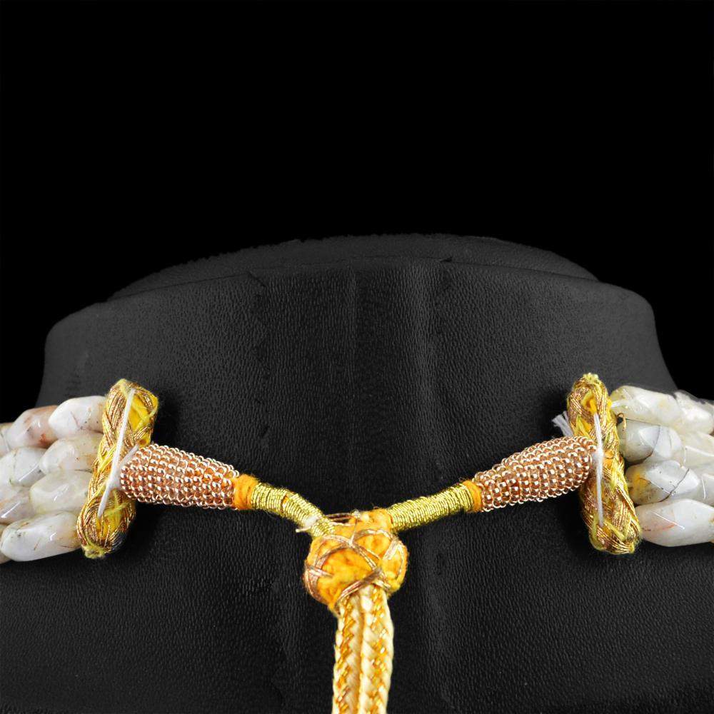 gemsmore:Natural Rutile Quartz Necklace 4 Line Faceted Beads