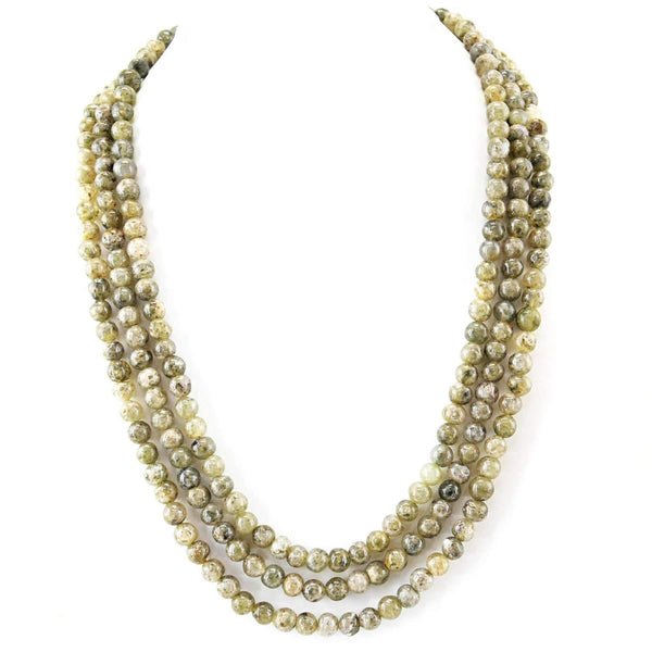 gemsmore:Natural Rutile Quartz Necklace Round Shape Beads - 3 Strand