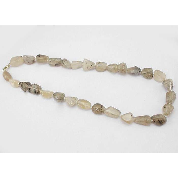 gemsmore:Natural Rutile Quartz Necklace Single Strand Untreated Beads