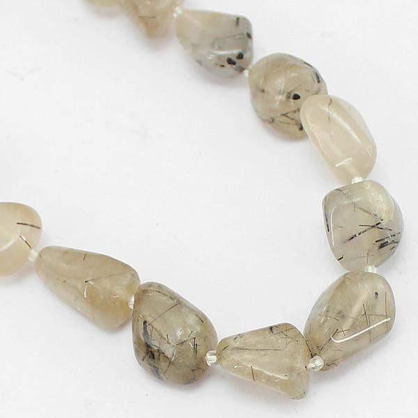 gemsmore:Natural Rutile Quartz Necklace Single Strand Untreated Beads