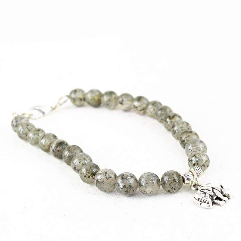 gemsmore:Natural Rutile Quartz Round Beads Bracelet - Free Shipping